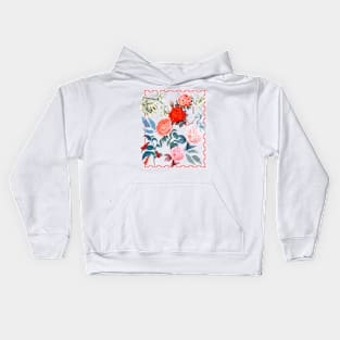 Garden Roses on Blue Kids Hoodie